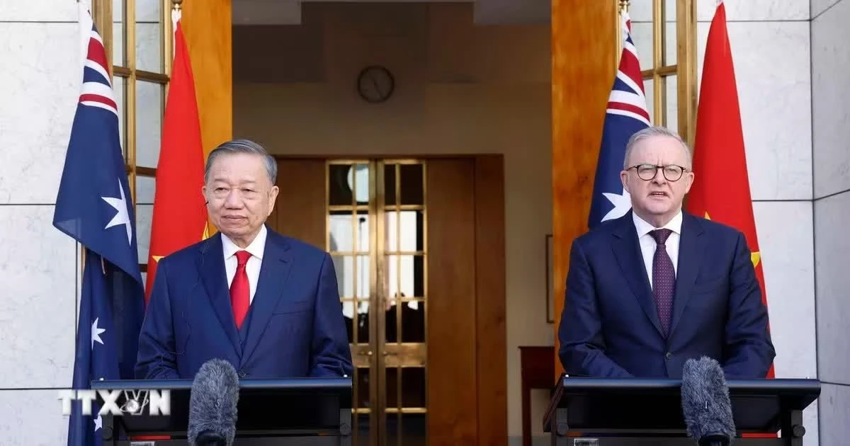 Tổng Bí thư, Chủ tịch nước Tô Lâm và Thủ tướng Australia Anthony Albanese gặp gỡ báo chí.