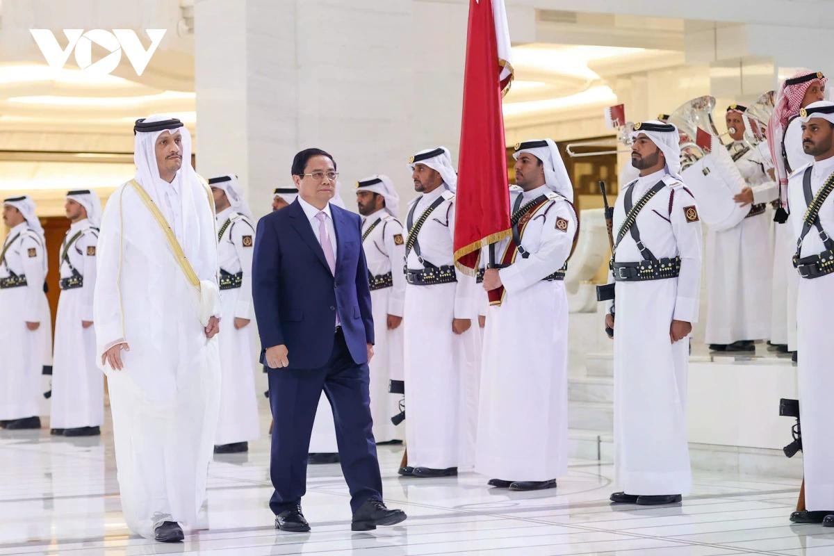Thủ tướng Phạm Minh Chính và Thủ tướng Nhà nước Qatar Sheikh Mohammed bin Abdulrahman bin Jasim Al-Thani. Thủ tướng Phạm Minh Chính và Thủ tướng Nhà nước Qatar Sheikh Mohammed bin Abdulrahman bin Jasim Al-Thani.