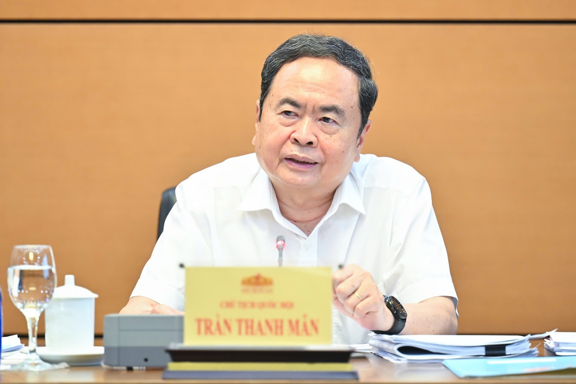 Chủ tịch Quốc hội Trần Thanh Mẫn phát biểu tại cuộc giao ban. Chủ tịch Quốc hội Trần Thanh Mẫn phát biểu tại cuộc giao ban.