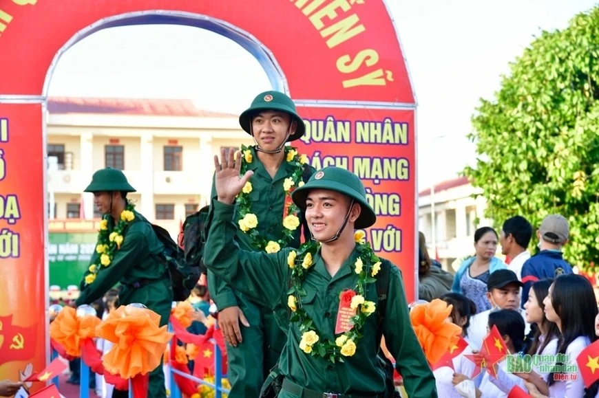 Thanh niên huyện Vị Thủy, tỉnh Hậu Giang nhập ngũ năm 2024.