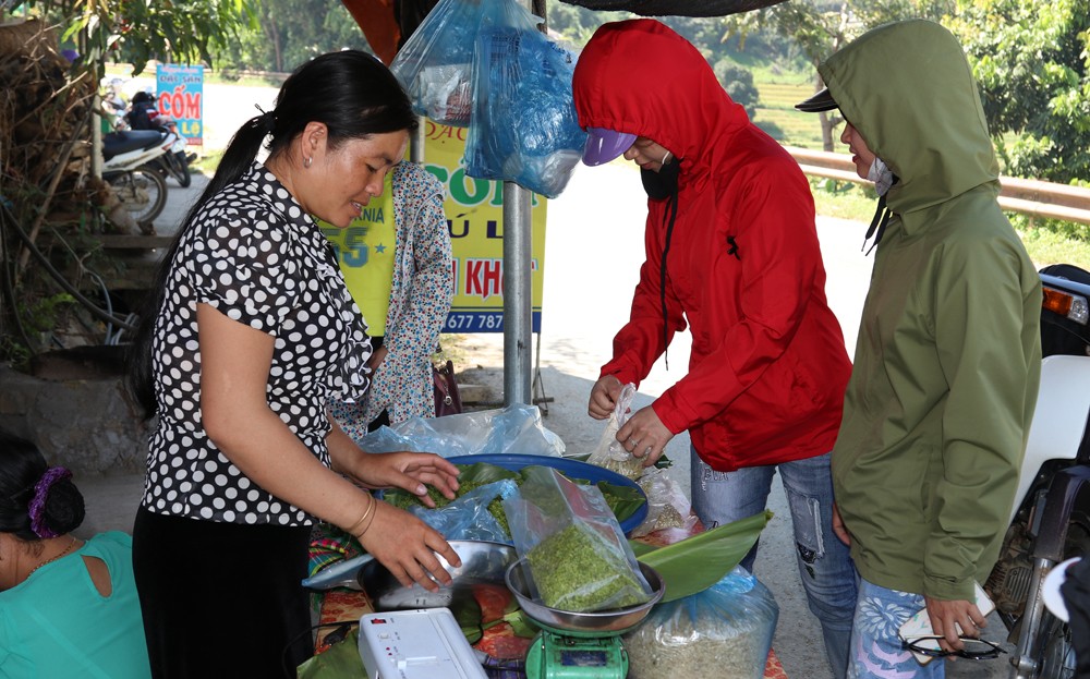 Nhiều diện tích nếp Tan ở Cao Phạ được tiểu thương thu mua non về làm cốm mang lại giá trị cao. Nhiều diện tích nếp Tan ở Cao Phạ được tiểu thương thu mua non về làm cốm mang lại giá trị cao.