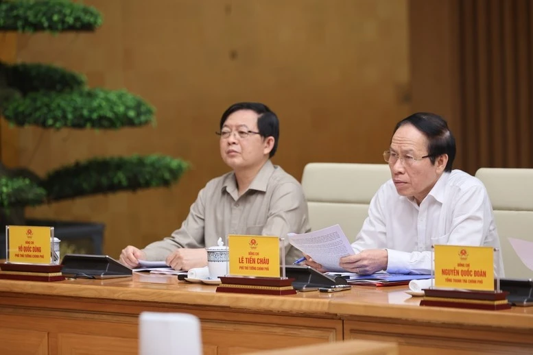 Phó Thủ tướng Hồ Quốc Dũng và Phó Thủ tướng Lê Tiến Châu tham dự cuộc làm việc.