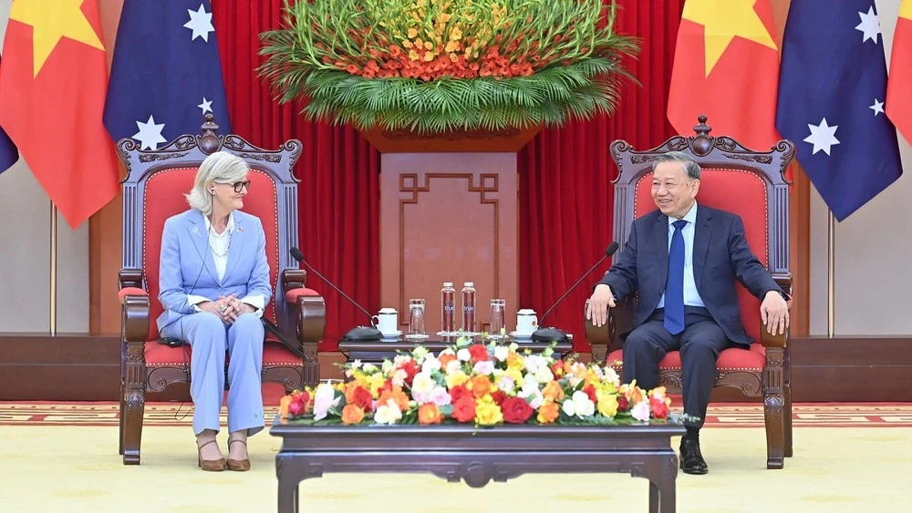 Tổng Bí thư Tô Lâm tiếp Toàn quyền Australia Sam Mostyn trong chuyến thăm cấp Nhà nước tới Việt Nam từ ngày 9-12/9/2025.
