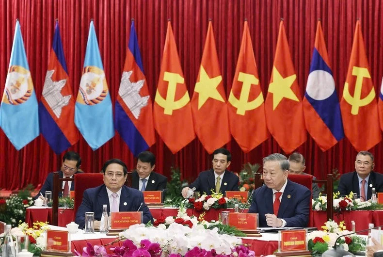 Tổng Bí thư Tô Lâm, Thủ tướng Phạm Minh Chính tại Cuộc gặp.