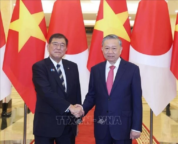 Tổng Bí thư Tô Lâm và Chủ tịch đảng Dân chủ Tự do, Thủ tướng Nhật Bản Ishiba Shigeru.
