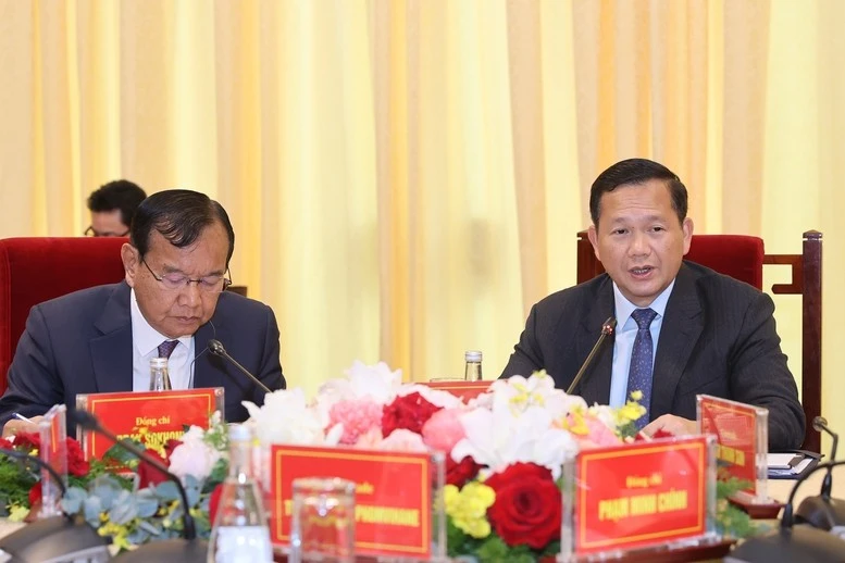 Thủ tướng Campuchia Hun Manet phát biểu tại cuộc gặp.