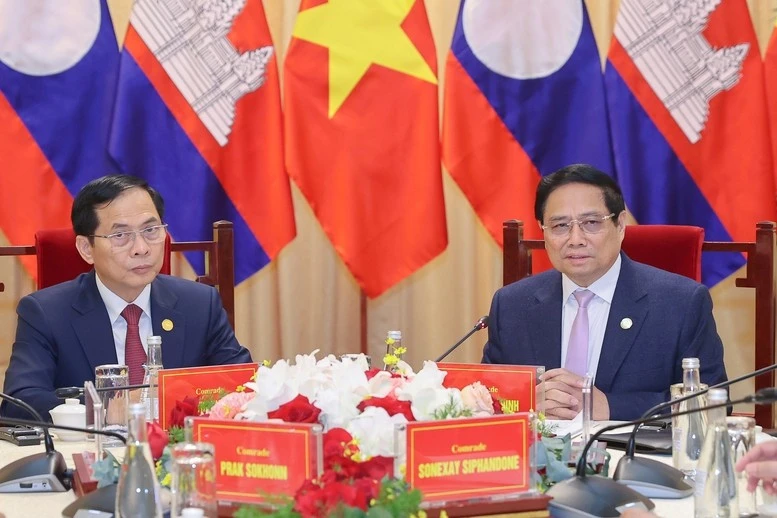 Thủ tướng Phạm Minh Chính điểm lại các kết quả đạt được trong quá trình triển khai kết luận Cuộc gặp cấp cao Việt Nam – Lào, Việt Nam – Campuchia, giữa Việt Nam – Lào - Campuchia và các chuyến thăm của lãnh đạo cấp cao ba nước thời gian qua.