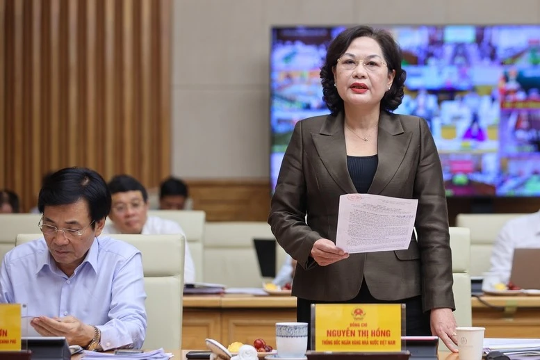 Thống đốc Ngân hàng Nhà nước Nguyễn Thị Hồng phát biểu tại hội nghị.