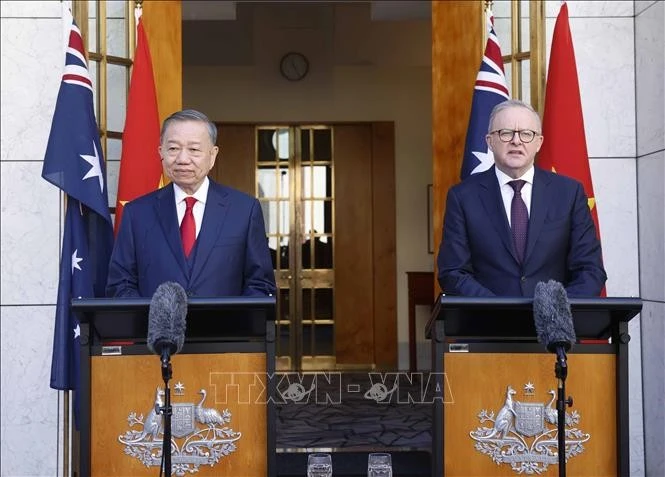 Tổng Bí thư, Chủ tịch nước Tô Lâm và Thủ tướng Australia Anthony Albanese gặp gỡ báo chí.