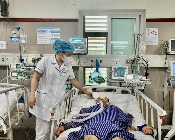 Bệnh nhân bị ngộ độc hoa chuông phải thở máy.