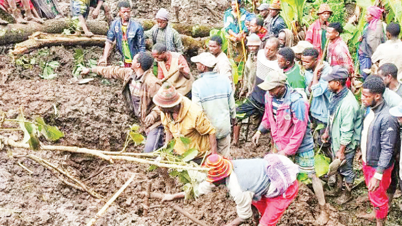 Hiện trường vụ lở đất ở Ethiopia.