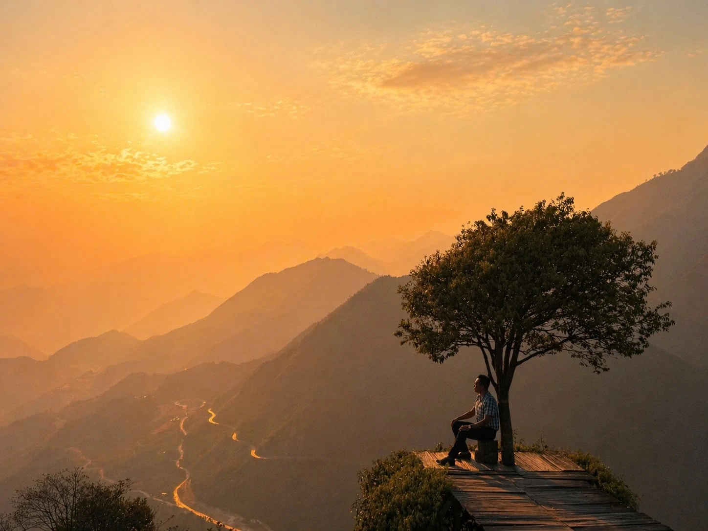 Khoảnh khắc giao hòa giữa ánh sáng và núi non khiến Ô Quy Hồ trở thành điểm ngắm hoàng hôn lý tưởng dành cho các du khách.