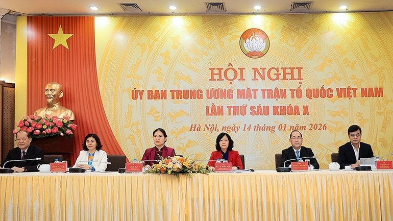 Hội nghị Ủy ban Trung ương Mặt trận Tổ quốc Việt Nam lần thứ 6 khóa X diễn ra tại Hà Nội, ngày 14/1/2026.