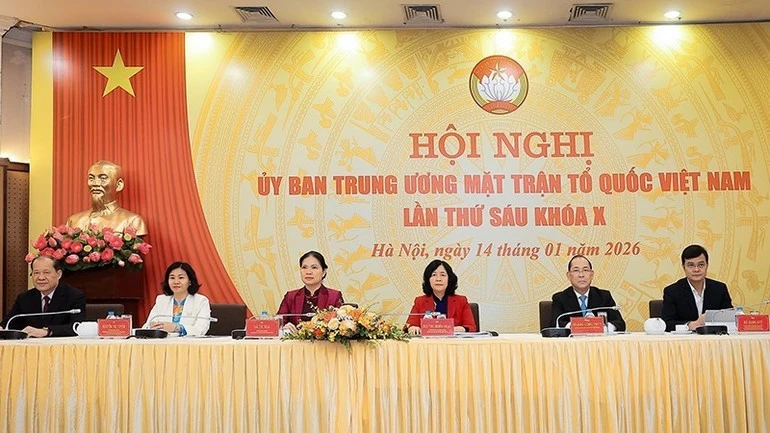 Hội nghị Ủy ban Trung ương Mặt trận Tổ quốc Việt Nam lần thứ 6 khóa X diễn ra tại Hà Nội, ngày 14/1/2026.