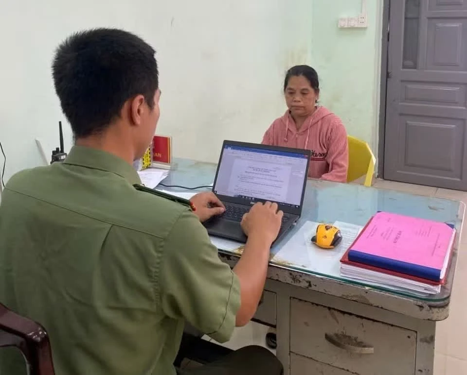 Triệu Thị Tâm tại cơ quan điều tra.