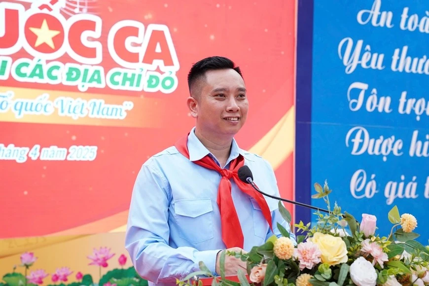 Phó chủ tịch Hội đồng Đội Trung ương Lê Anh Quân phát biểu tại chương trình.