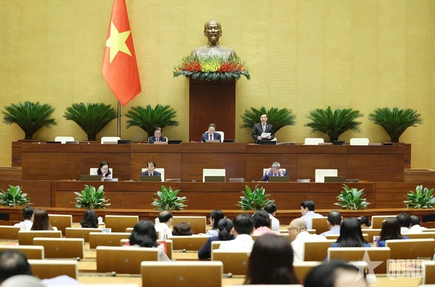 Quang cảnh phiên họp sáng 23-6 của Quốc hội.