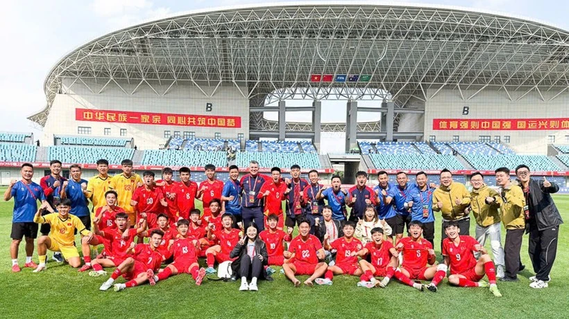 Đội tuyển U16 Việt Nam tại lượt trận cuối giải U16 quốc tế CFA Team China 2025.