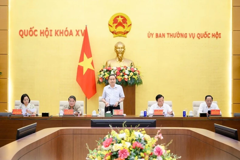 Chủ tịch Quốc hội Trần Thanh Mẫn phát biểu tại cuộc họp. (Ảnh: Duy Linh)