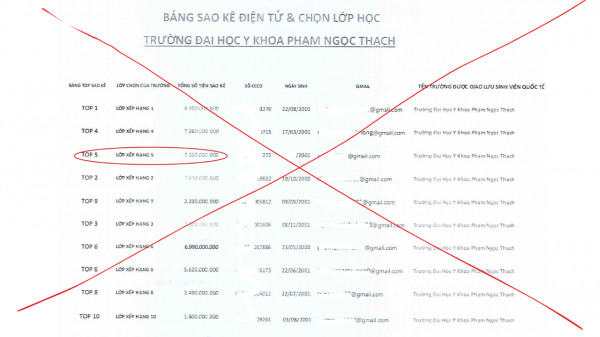 Bảng sao kê giả mạo nhà trường. Bảng sao kê giả mạo nhà trường.
