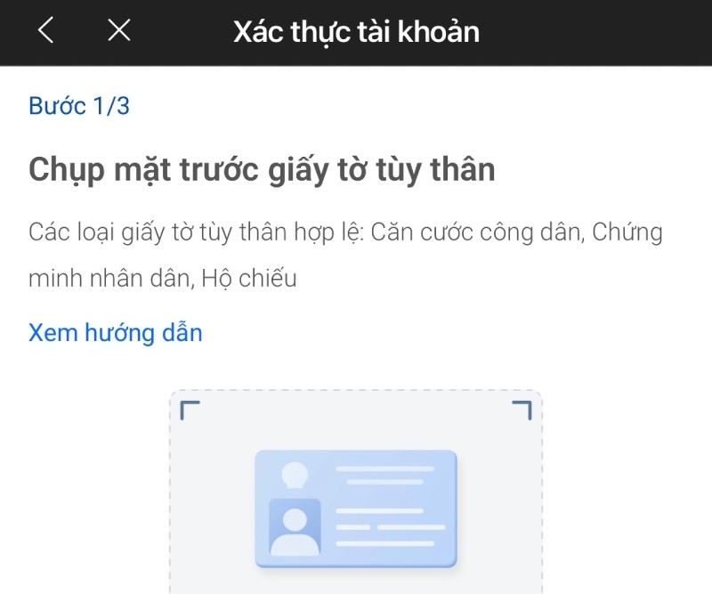 Zalo yêu cầu chụp ảnh giấy tờ tùy thân để xác thực tài khoản.