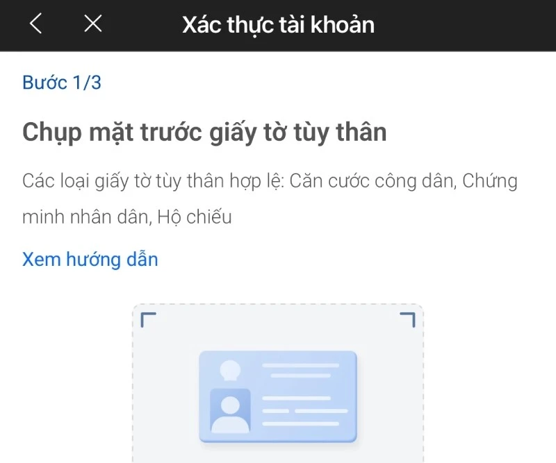 Zalo yêu cầu chụp ảnh giấy tờ tùy thân để xác thực tài khoản.