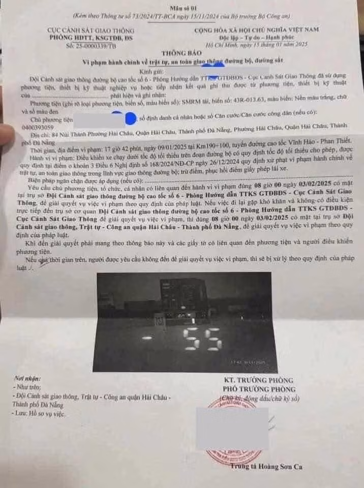 Xe đi dưới tốc độ tối thiểu trên cao tốc sẽ bị xử lý vi phạm hành chính.