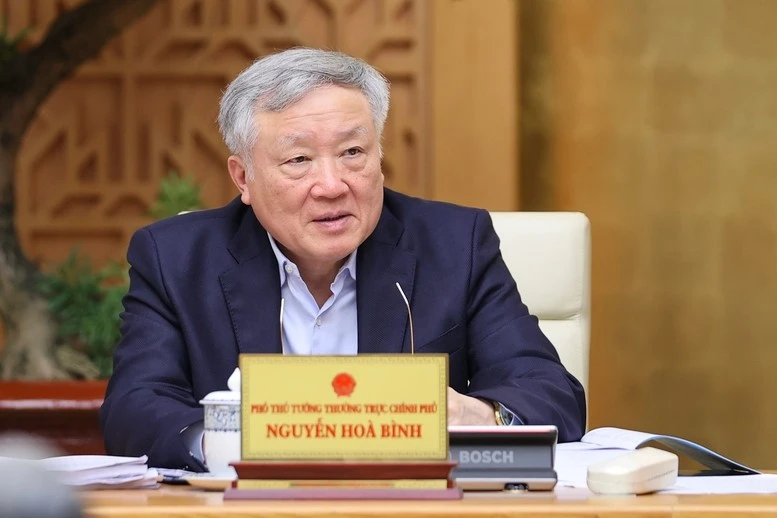 Phó Thủ tướng Thường trực Chính phủ Nguyễn Hòa Bình phát biểu.