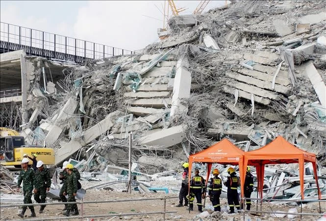 Hiện trường vụ sập tòa nhà tại Bangkok, Thái Lan, do ảnh hưởng của trận động đất ở Myanmar.