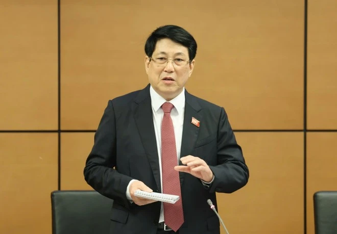 Chủ tịch nước Lương Cường phát biểu thảo luận tổ tại Quốc hội.