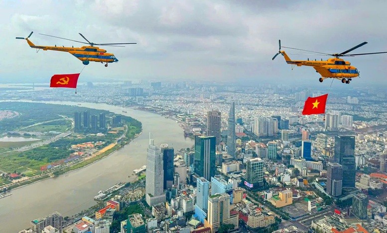 Một góc Thành phố Hồ Chí Minh dịp kỷ niệm 50 năm giải phóng miền Nam, thống nhất đất nước.