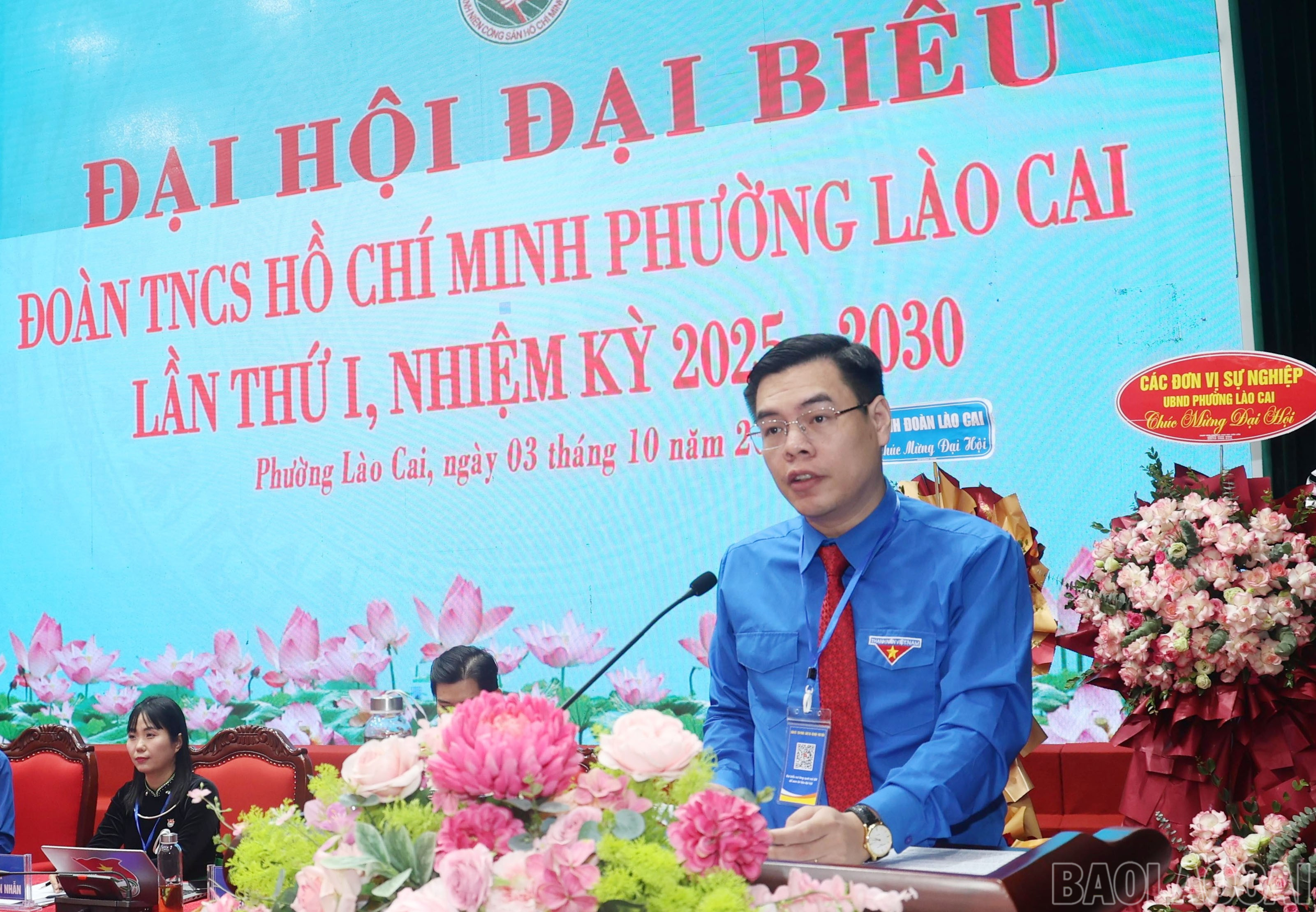 Đồng chí Hà Đức Hải - Bí thư Tỉnh đoàn Lào Cai phát biểu tại Đại hội. baolaocai-br_image-1.jpg