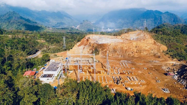 Toàn cảnh công trường Dự án Trạm biến áp 220kV Phong Thổ, tỉnh Lai Châu.