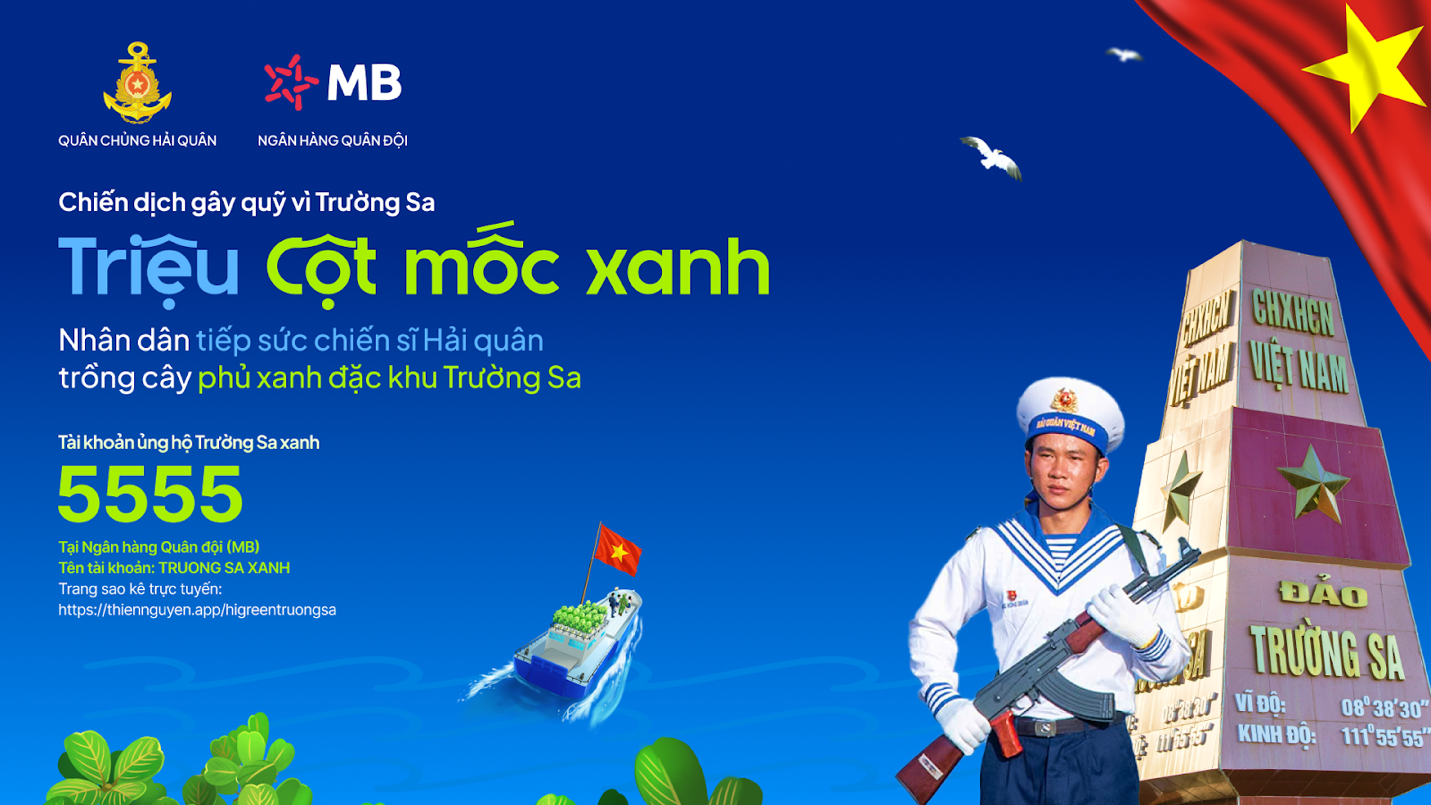 Dù hiếm khi có cơ hội được đặt chân tới Trường Sa nhưng mỗi người Việt Nam đều có thể “hóa thân” thành chiến sĩ Hải quân góp cây vượt sóng ra đảo xa. Dù hiếm khi có cơ hội được đặt chân tới Trường Sa nhưng mỗi người Việt Nam đều có thể “hóa thân” thành chiến sĩ Hải quân góp cây vượt sóng ra đảo xa.