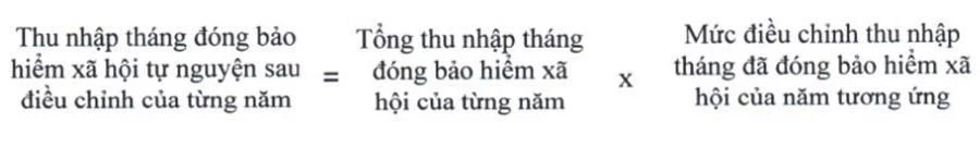 Công thức tính thu nhập tháng đóng bảo hiểm xã hội tư nguyện sau điều chỉnh của từng năm