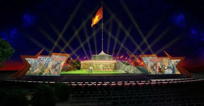 Phía Bắc Cột cờ Hiền Lương là một điểm của cầu truyền hình.