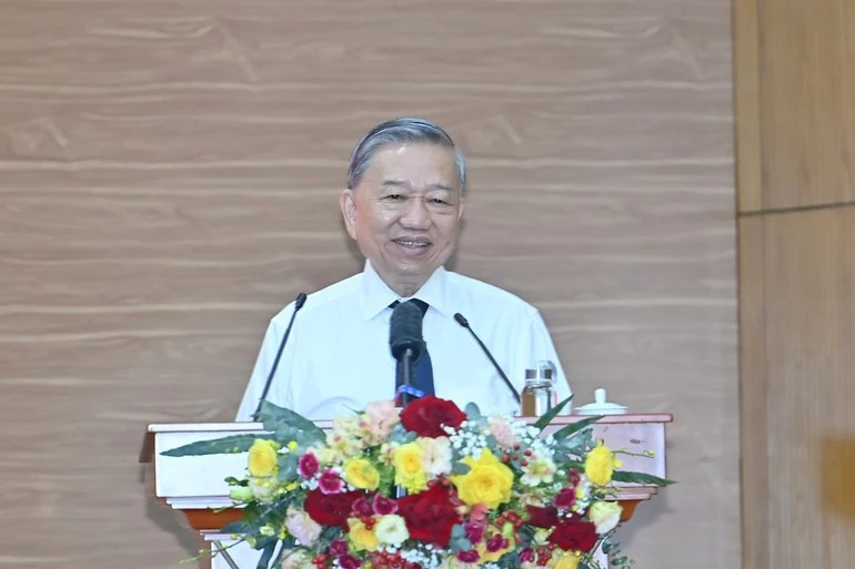 Tổng Bí thư Tô Lâm phát biểu chỉ đạo tại buổi làm việc với Đảng ủy Mặt trận Tổ quốc, các đoàn thể Trung ương.