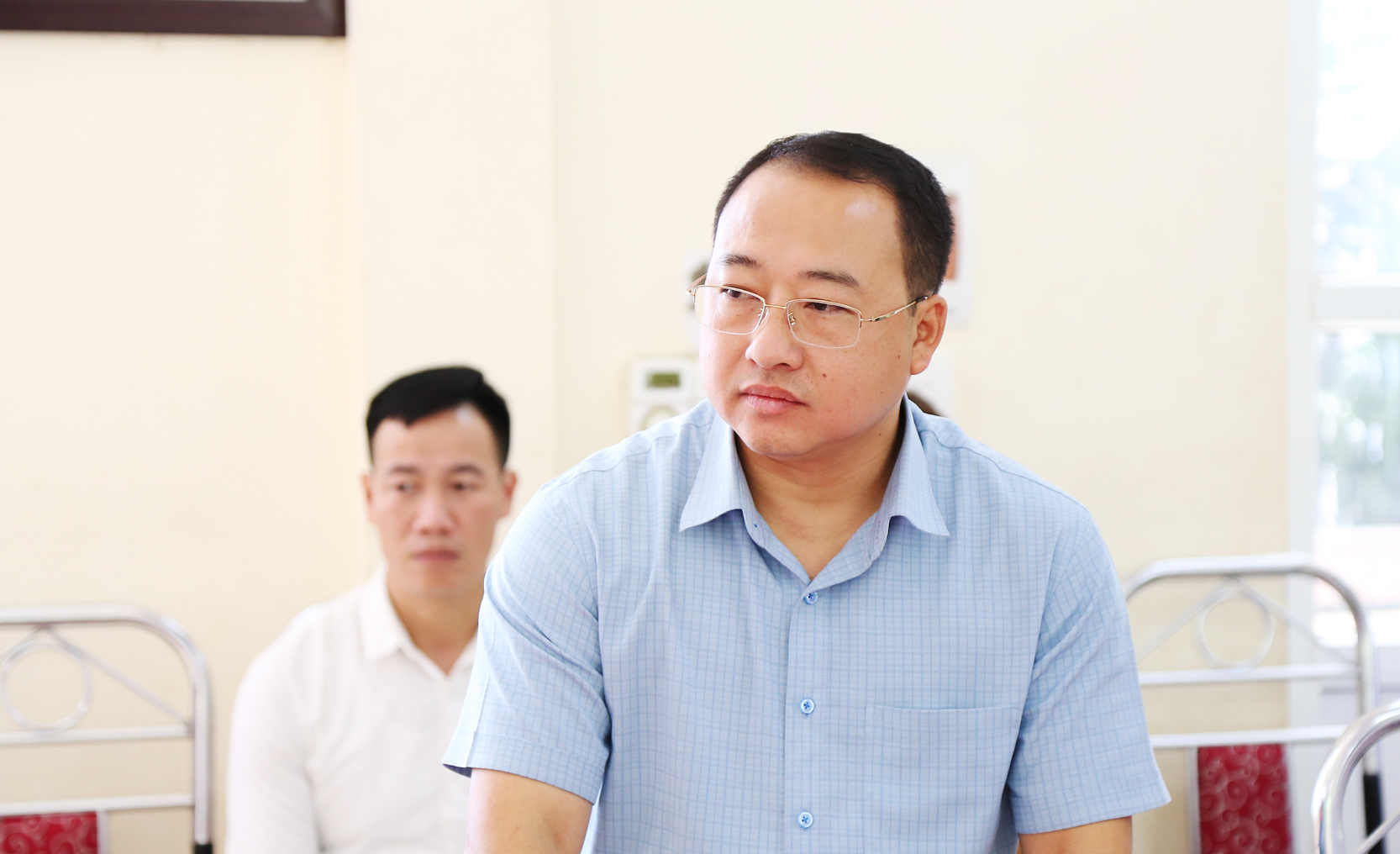 Lãnh đạo huyện Mường Khương phát biểu tại buổi làm việc. M3.jpg