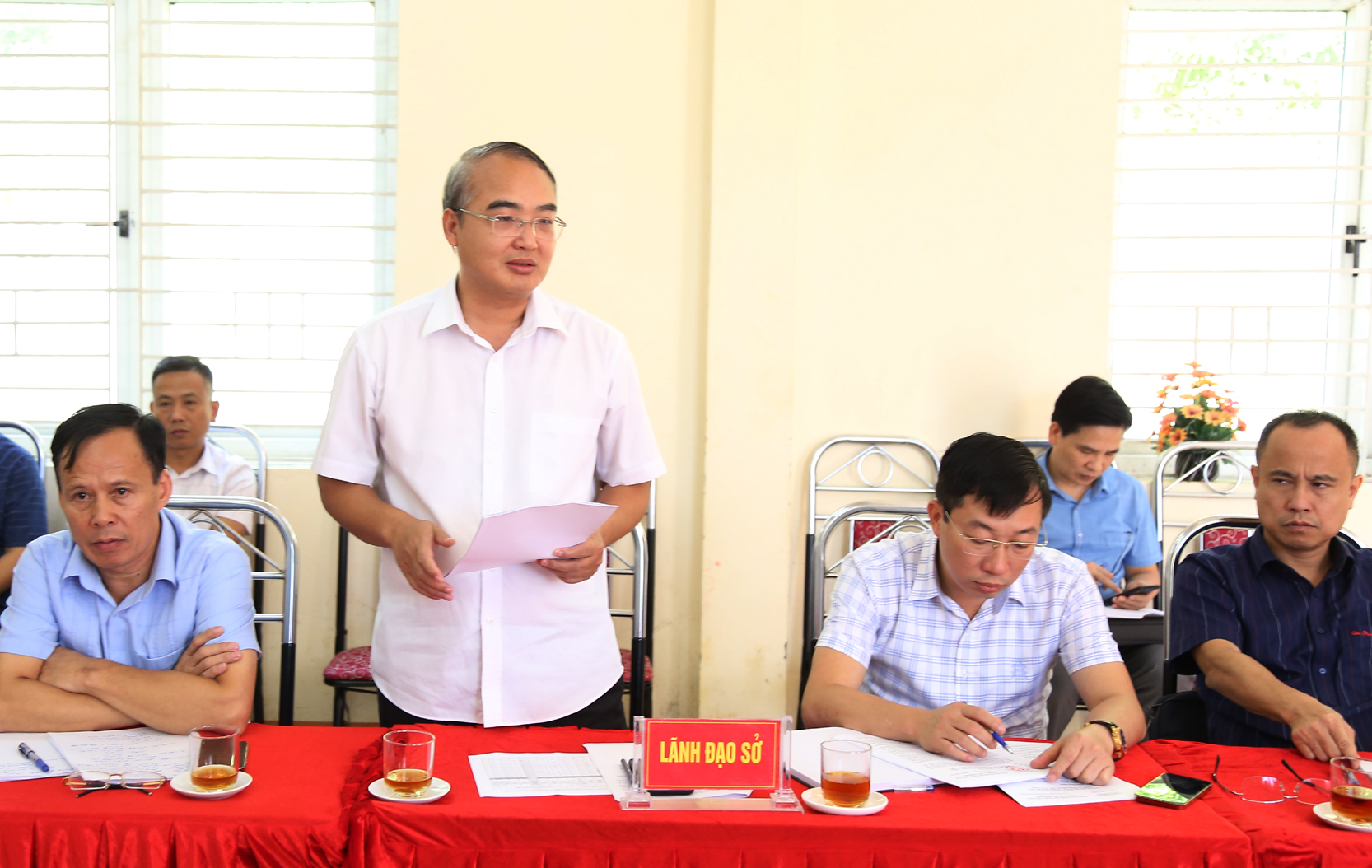 Lãnh đạo Sở Lao động - Thương binh và Xã hội phát biểu tại buổi làm việc. M6.jpg