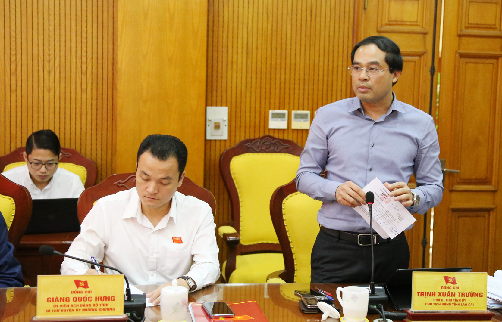 Đồng chí Trịnh Xuân Trường, Phó Bí thư Tỉnh ủy, Chủ tịch UBND tỉnh phát biểu tại buổi làm việc. M6.jpg