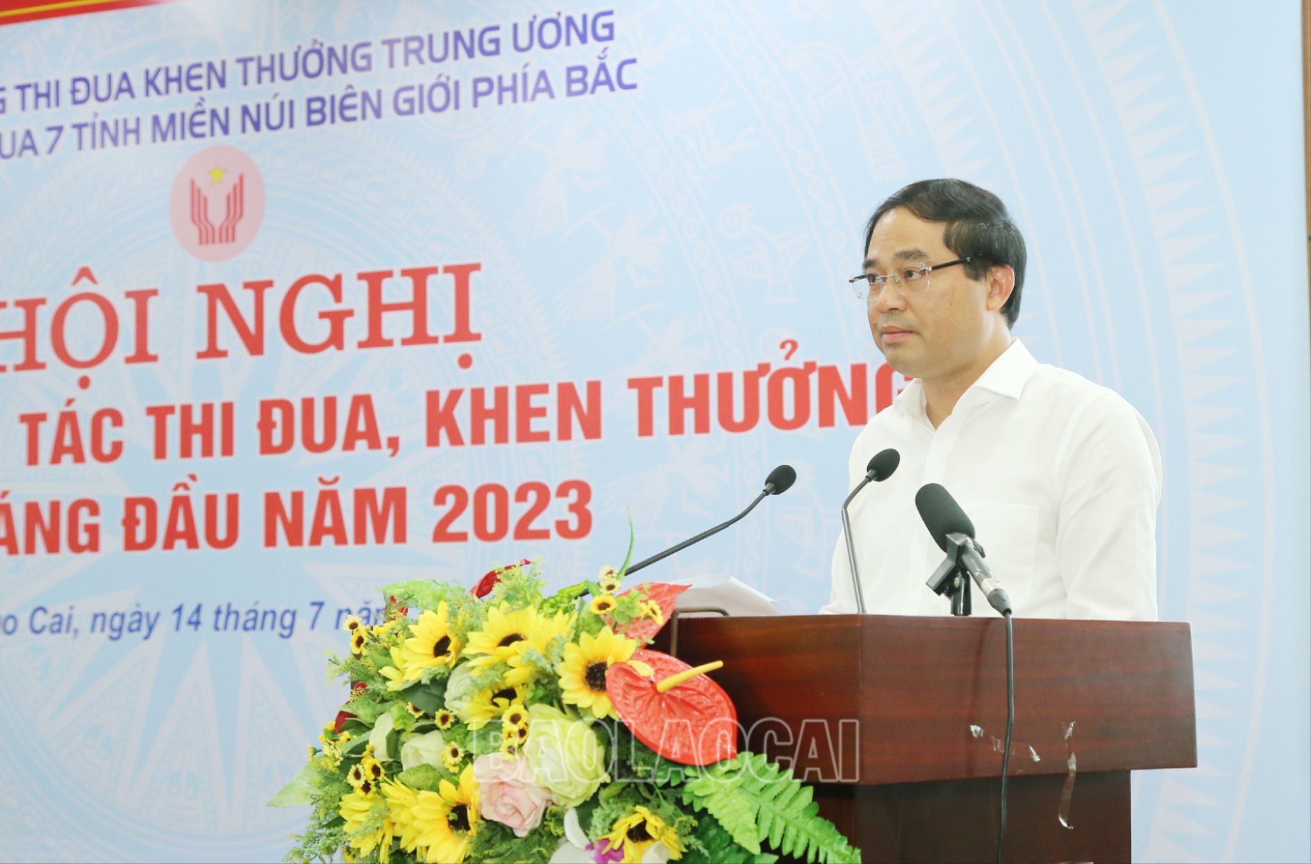 Chủ tịch UBND tỉnh Lào Cai Trịnh Xuân Trường phát biểu tại hội nghị. TD7.jpg
