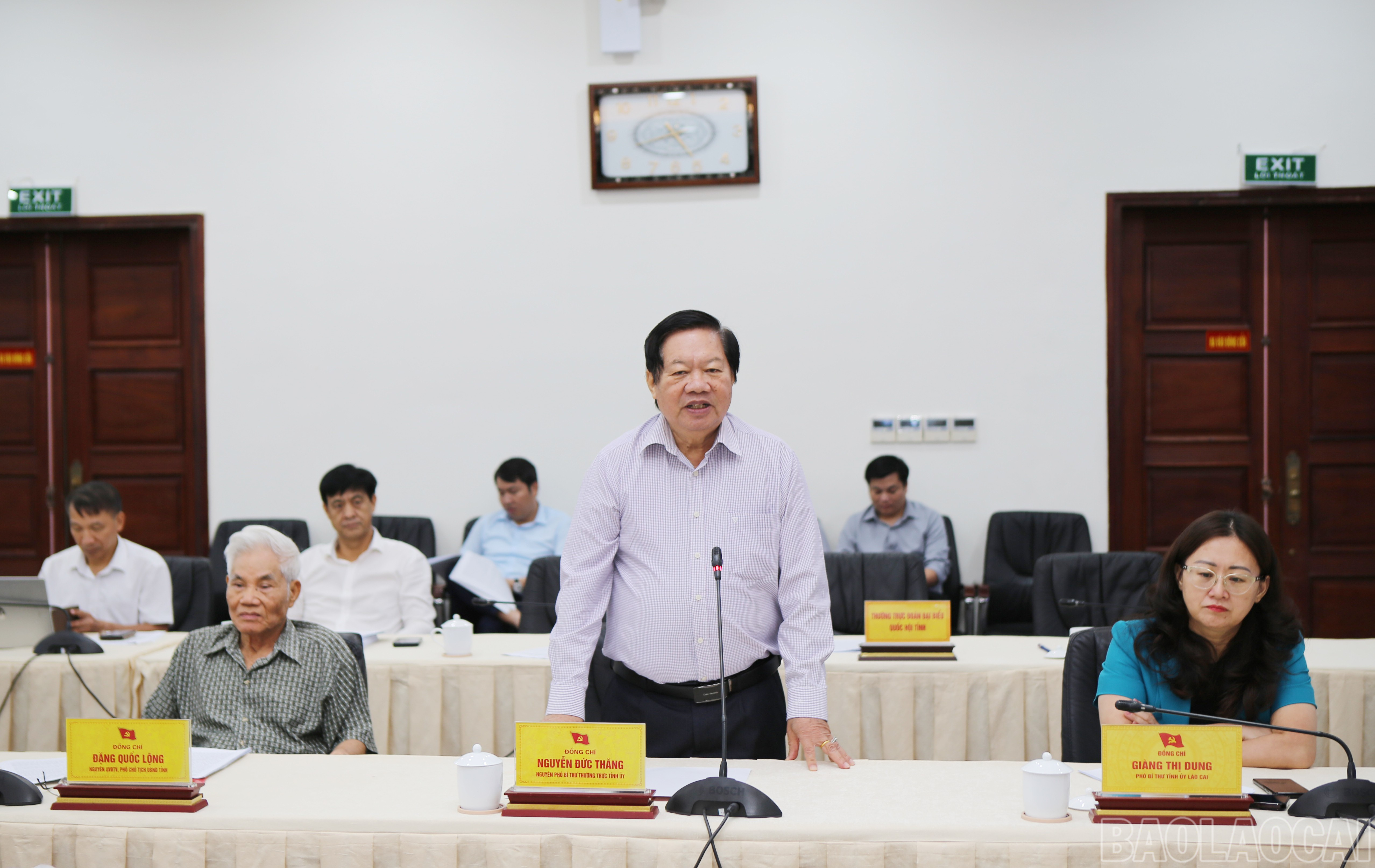 Đồng chí Nguyễn Đức Thăng, nguyên Phó Bí thư Tỉnh ủy phát biểu tại hội nghị. baolaocai-br_7.jpg