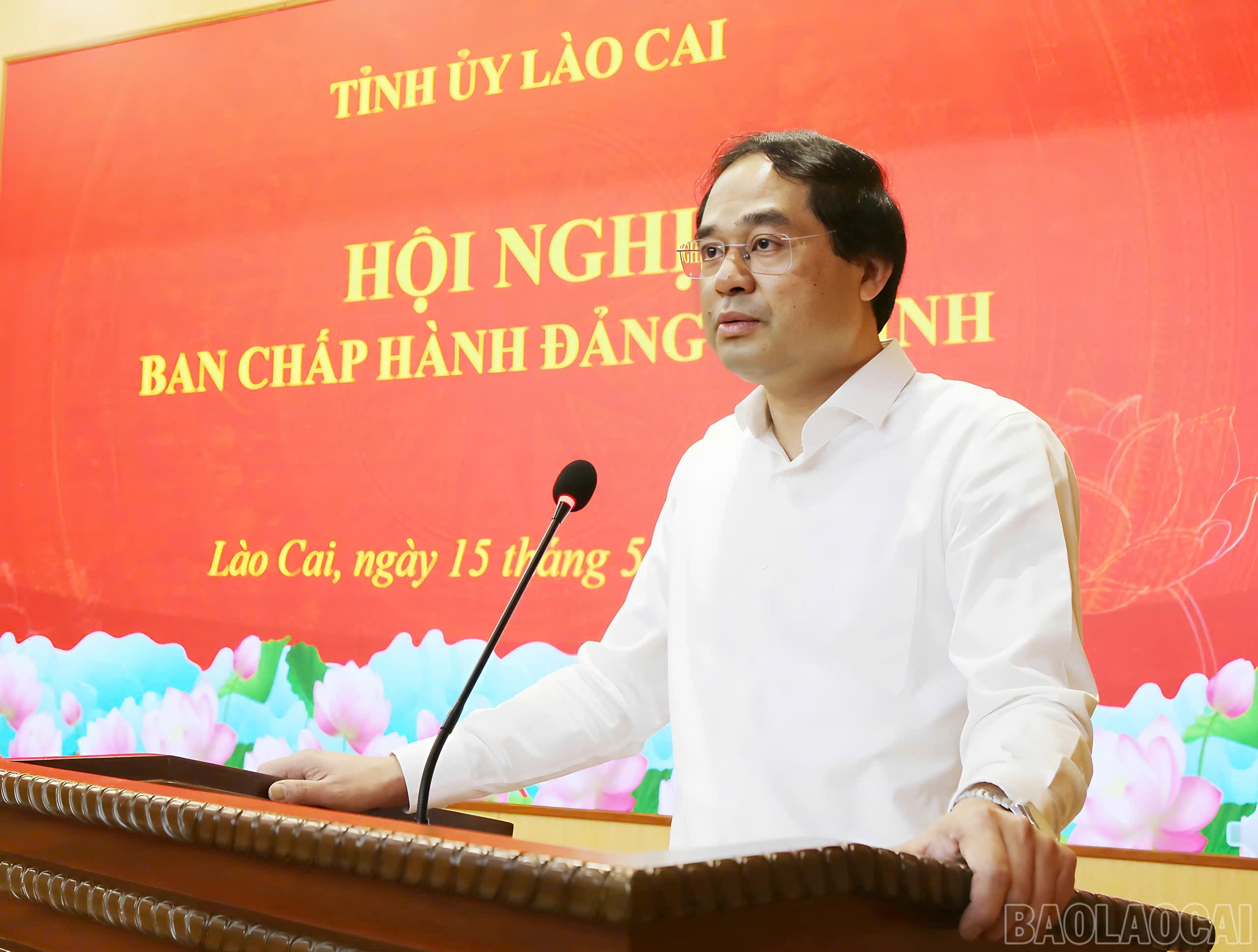 Đồng chí Trịnh Xuân Trường, Bí thư Tỉnh ủy phát biểu tại hội nghị. baolaocai-br_5.jpg