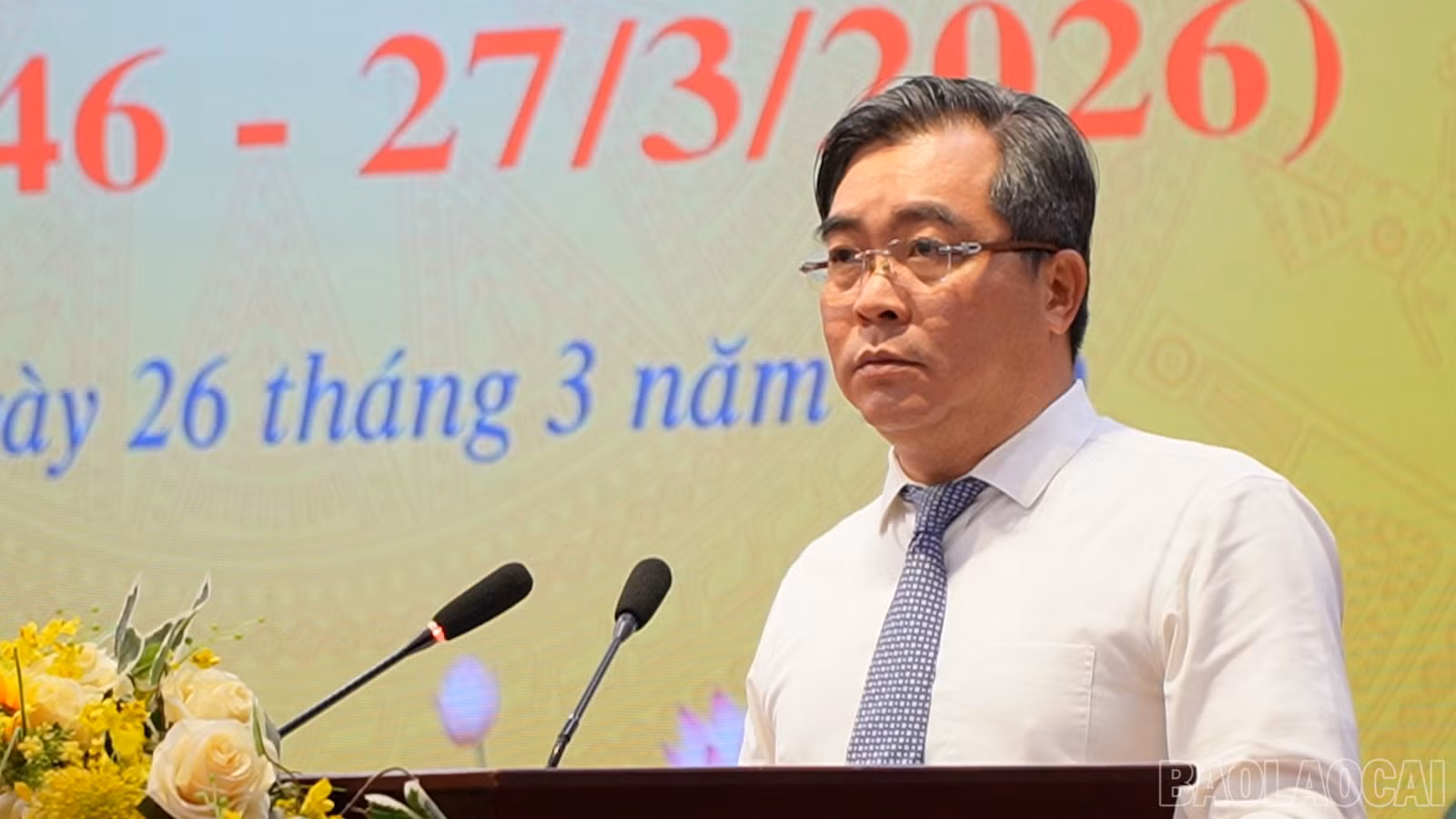 Đồng chí Nông Việt Yên - Ủy viên BCH Đảng bộ tỉnh, Giám đốc Sở Văn hoá, Thể thao và Du lịch phát biểu tại buổi gặp mặt.