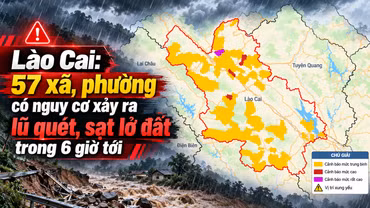 57 xã, phường có nguy cơ xảy ra lũ quét, sạt lở đất trong 6 giờ tới