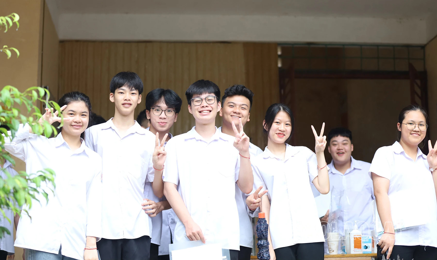 Thí sinh tự tin trước giờ thi.