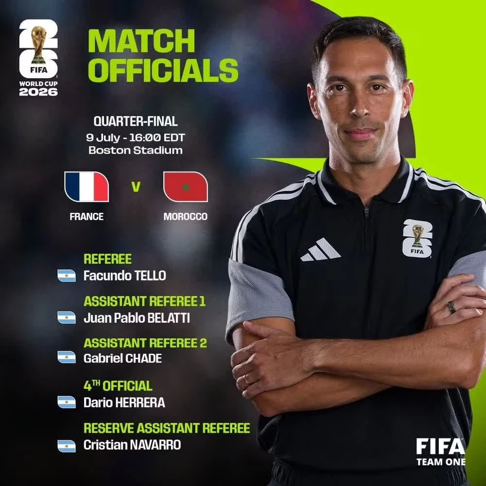 Tổ trọng tài tác nghiệp tại trận tứ kết giữa Pháp và Morocco được FIFA công bố. (Ảnh: FIFA)