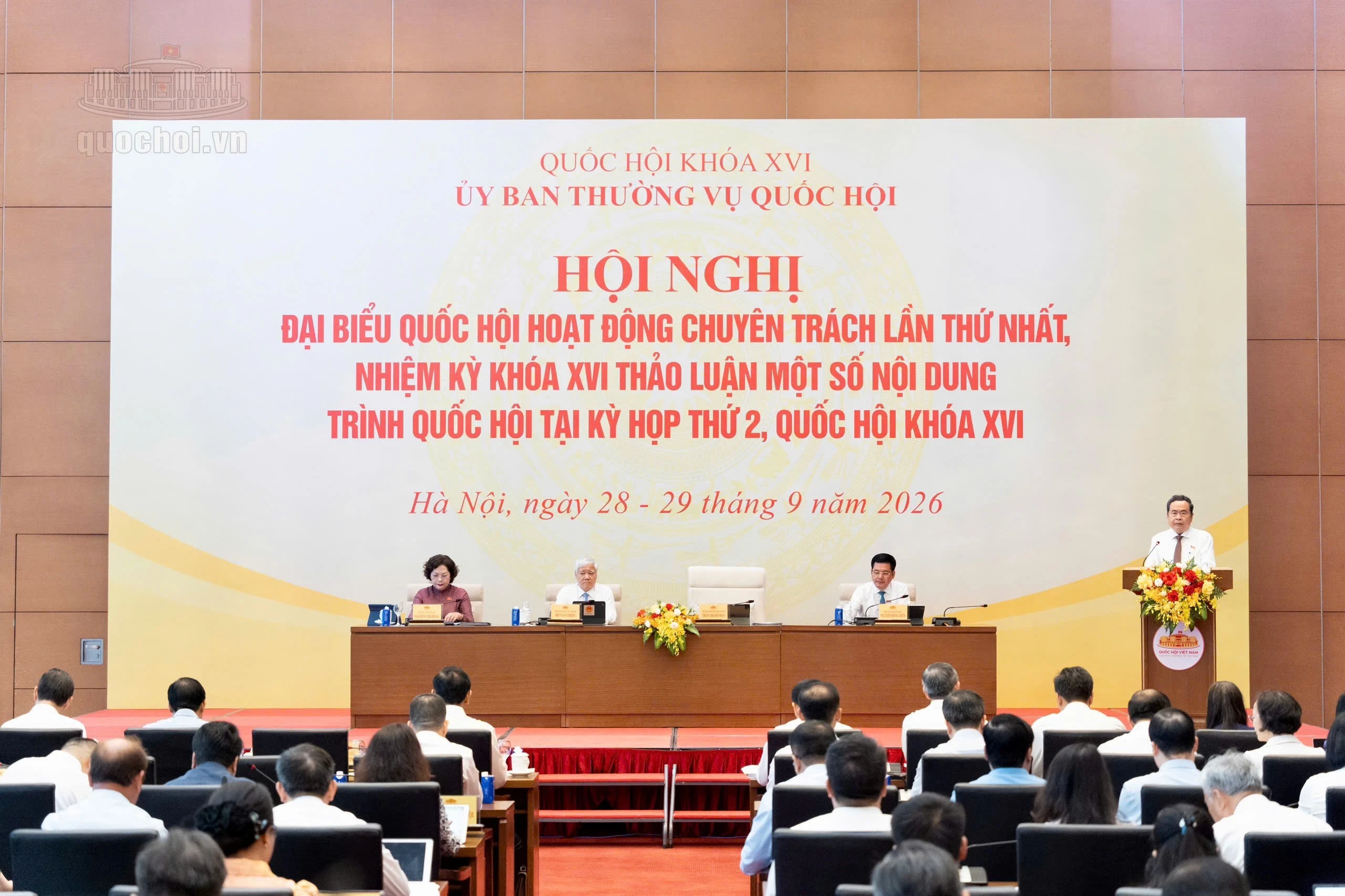 Chủ tịch Quốc hội Trần Thanh Mẫn chủ trì Hội nghị đại biểu Quốc hội hoạt động chuyên trách lần thứ nhất, Quốc hội khóa XVI. Ảnh: QH