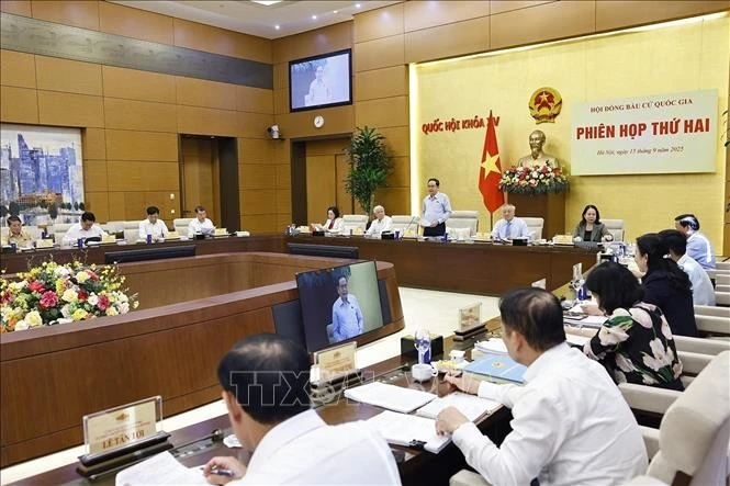 Chủ tịch Quốc hội Trần Thanh Mẫn, Chủ tịch Hội đồng Bầu cử quốc gia phát biểu. Ảnh: Doãn Tấn/TTXVN