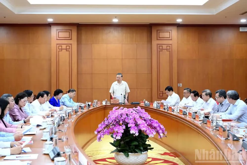 Tổng Bí thư, Chủ tịch nước Tô Lâm chủ trì cuộc làm việc. (Ảnh: ĐĂNG KHOA)